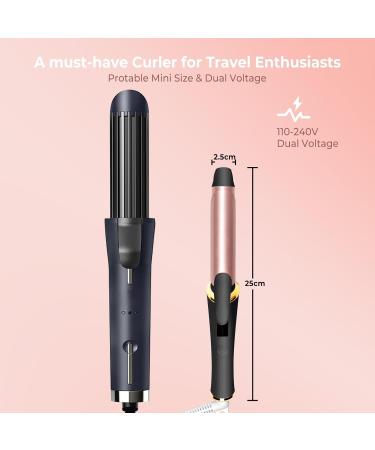 Mini 2-in-1 Travel Curling Iron for Short Hair | Ukliss 25mm with LCD Display | Adjustable Temperatures 120-200 | Dual Voltage 110-240V (Black) - Buy Online on GoSupps.com