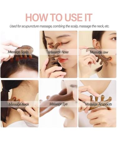 Fubdnefvo Green Sandalwood Head Massage Comb - Portable Acupressure Tool for Facial Relaxation & Wellness - Buy Online on GoSupps.com
