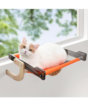 DESCIGH Cat Window Perch, Cat Window Hammock Seat for Indoor, Cat Hammock Window with Wood & Acrylic Frame for Large Cats, Adjustable Cat Window Bed for Windowsill, Bedside, Drawer and Cabinet