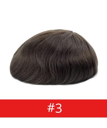 Lordhair Men's Wig - Natural Real Hair Toupet 0.08mm Front V-Looped Super Thin Skin-Based Replacement Hair System Dark Brown 20x25 cm - Buy Online on GoSupps.com