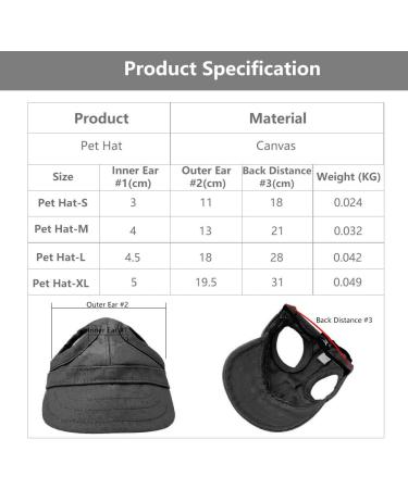 Adjustable Pet Baseball Cap - Dog Sport Hat with Ear Holes | Summer Travel Dog Sun Hat - M Black - Buy Online on GoSupps.com