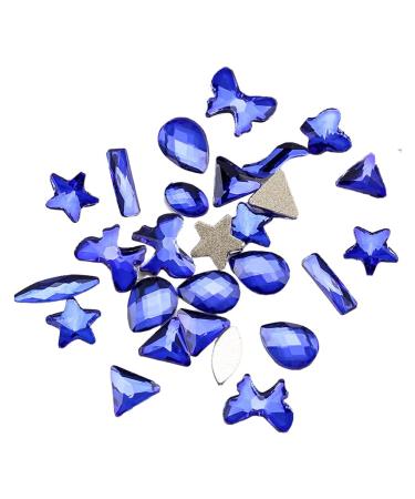 dijiusidy 50 Pieces Glass Crystal Set Eye-catching Personalized Nail Art Rhinestones DIY Handcraft Manicure Accessories for Card Making Blue