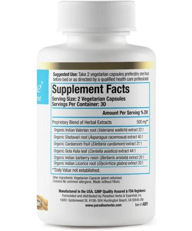Paradise Herbs AYUR Pro Rx Sleep - 60 Vegetarian Capsules for Restful Sleep - Buy Online on GoSupps.com