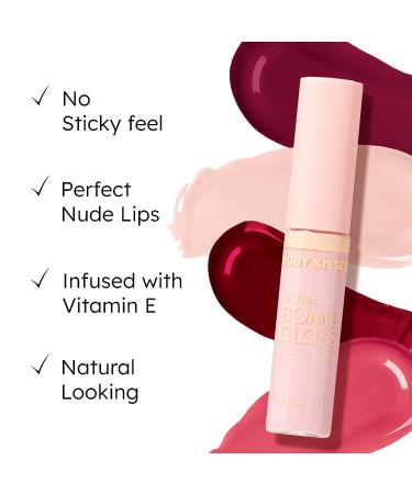 Ruby Kisses Butter Bomb Gloss - Like A Virgin | Natural Nude Lip Gloss with Vitamin E | Non-Sticky Lip Makeup - 7.8mL - Buy Online on GoSupps.com