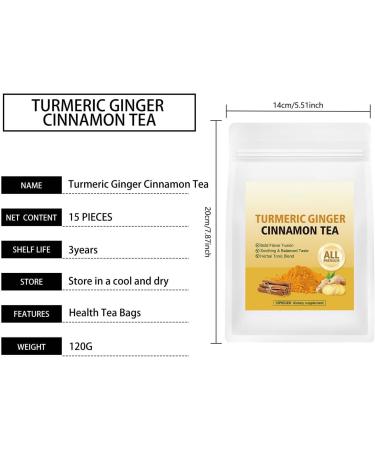Turmeric Ginger Cinnamon Tea Natural Ingredient No Sugar and Caffeine Free Turmeric Ginger Cross Blend Natural Health Tea 14x20cm for Immune Support Sleep Morning Stress Relief - Buy Online on GoSupps.com