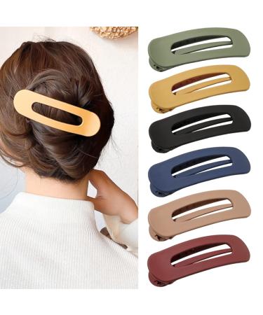 6 PCS Womens French Barrette Duckbill Alligator Hair Claw Clips Side Slide Firm Grip Beauty Accessory Styling Pin Clamps Large Classic Multicolor Tape A