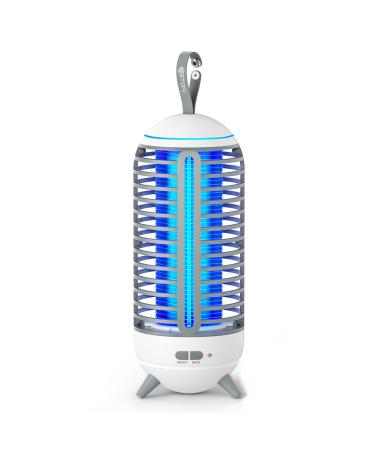 Bug Zapper Outdoor Fly Zapper & Wireless Mosquito Zapper Portable Indoor Camping Bug Zapper Fly Trap 2500mAh Bug Zapper Electric Trap Ideal for Fly Traps (White)