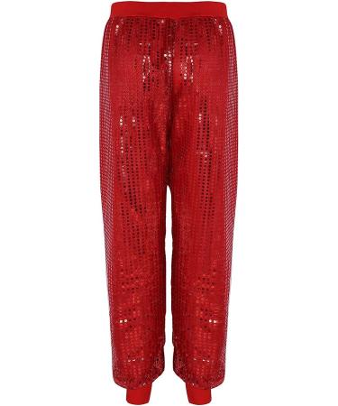 easyforever Women's Sequin Glitter Harem Dance Pants in Red (Large-X-Large) - Stylish and Comfortable Hippie Trousers for Casual Wear - Buy Online on GoSupps.com