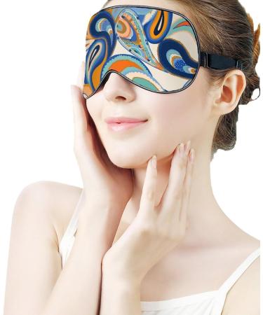 LynaRei Ethnic Orange Blue Paisley Sleep Mask for Full Night's Sleep and Travel - Style-4 - Buy Online on GoSupps.com