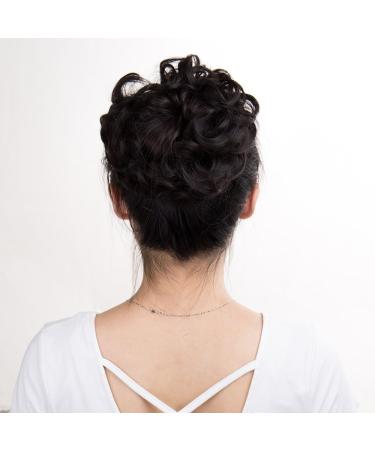 Medium Brown Wavy Hair Bun Updo Extension | Messy Bun Chignon Ribbon Ponytail Donut | 30g Curly Hairpiece - Buy Online on GoSupps.com