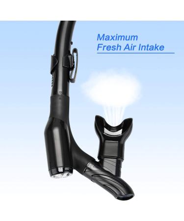LUXPARD Snorkel Set - Anti-Fog Panoramic View Mask, Anti-Leak Dry Snorkel Tube - Snorkeling Gear for Adults with Bag - Black - Buy Online on GoSupps.com