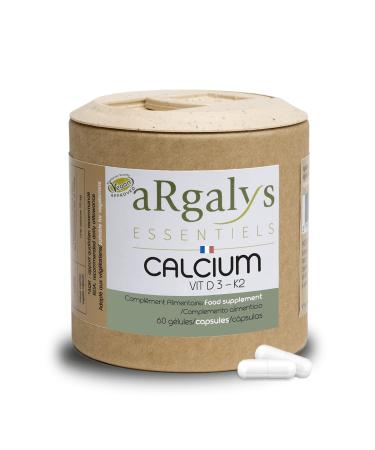 Calcium Vitamin D3 and K2 (MK7) | Bone Health and Immunity | Vegan | High Absorption | Essential Minerals for Bone, Muscle and Teeth | Made in France | Up to 2 Months of Treatment | Argalys Essentials