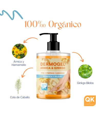 Dermo Gel Arnica & Ginkgo - Effet froid pour les pieds et les jambes fatigu s - Relaxant rafra chissant et hydratant - Haute concentration d'extraits de plantes - Naturel - 500 ml - Buy Online on GoSupps.com