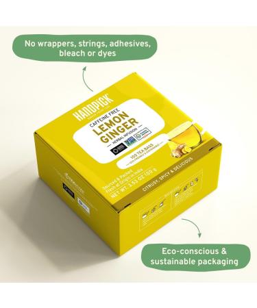 HANDPICK Lemon Ginger Tea Bags (100 Count) - 100% Pure Ingredients for Hot or Cold Brew - Lemongrass Licorice Lemon Ginger Blend - Round Herbal Tea Bags - Buy Online on GoSupps.com