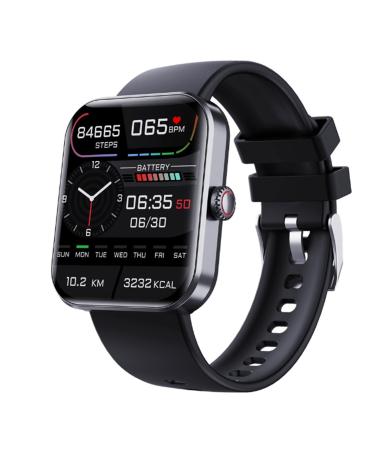 INPETS F57L Blood Glucose Monitoring Smartwatch Fitness Tracker with Blood Pressure Blood Oxygen Tracking Heart Rate Monitor Painless Blood Glucose Testing Fashionable Sports Watch (Color : Black)
