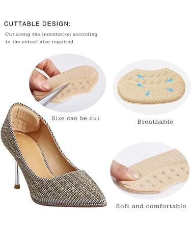 Shoe Inserts for Loose Shoes - Heel Grips and Metatarsal Pads for Men and Women - Prevent Heel Pain and Blisters - Beige+Black - Buy Online on GoSupps.com