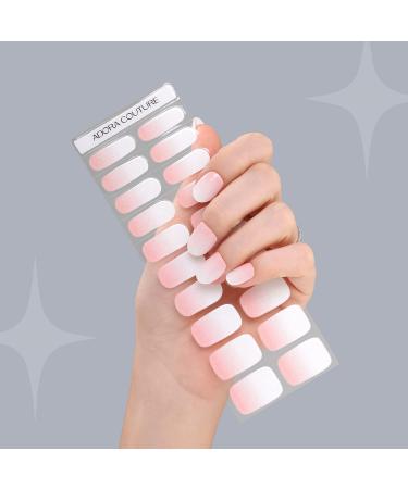 Adora Couture White and Pink Ombre Glitter Gel Nail Strips - Princess Wedding | Gradient Nail Wraps for Women - UV Required - Buy Online on GoSupps.com
