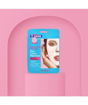 T-Zone Salicylic Acid & Tea Tree Shine Control Sheet Mask - Antibacterial Tea Tree and Exfoliating Salicylic Acid - Reduces Excess Oil Promotes Clear Complexion 20ml - Buy Online on GoSupps.com