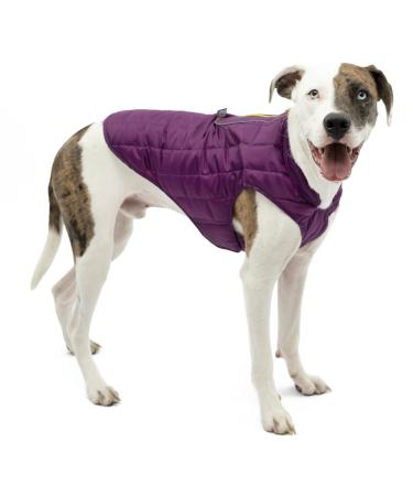 Kurgo Loft Dog Jacket - Reversible Fleece Winter Coat - Cold Weather Protection - Wear With Harness Or Additional Layers - Reflective Accents, Leash Access, Water Resistant - Deep Violet/Charcoal, XL Extra Large Deep Violet/Charcoal