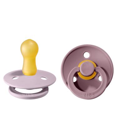 Bibs Colour Pacifiers | Natural Rubber Baby Pacifier | Set of 2 BPA-Free Soothers | Dusky Lilac/Heather | Size 6-18 Months