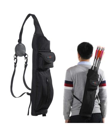 TOPARCHERY Archery Back Canvas Arrow Quiver Arrow Holder Shoulder Hanged Target Shooting Quiver for Arrows with Front Pockets New Style