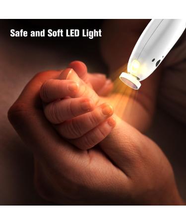 OWill Baby Nail File Baby Nail Clippers Baby Nail File Electric with 6 Grinding Heads and LED Light for Baby and All Ages(White) - Buy Online on GoSupps.com