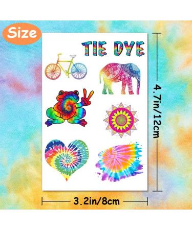 Tie Dye Temporary Tattoos Stickers 120pcs - Birthday Party Decorations for Kids - Carnival Rewards - Buy Online on GoSupps.com