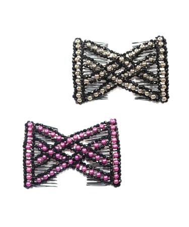 Zasiene Butterfly Stretch Hair Clips - 6-Piece Set | Magic Hair Combs & Flexible Styling Accessories | Random Rhinestone or Pearl Style - Buy Online on GoSupps.com
