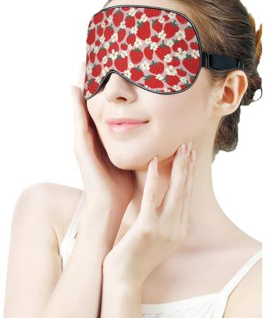 Cartoon Strawberry Flower Sleep Mask for Women | Adjustable Eye Shades with Elastic Strap - Buy Online on GoSupps.com