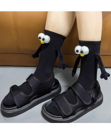 Magnetic 3D Doll Couple Socks | Simple Cartoon Design | Breathable Black | Size - Buy Online on GoSupps.com