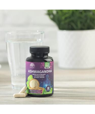 Organic Ashwagandha Capsules - Extra Strength Stress & Immune Support - 60 Count (Pack of 1) - Buy Online on GoSupps.com