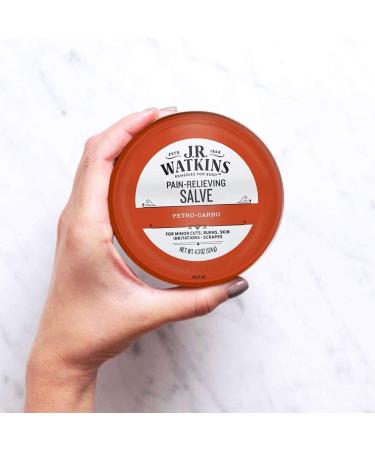 J.R. Watkins Petro Carbo Medicated Salve for Pain Relief and Skin Irritations - 4.38oz Tin | Made in USA, Cruelty Free - Buy Online on GoSupps.com