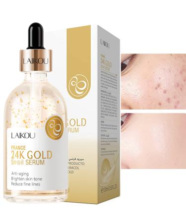 Snail Serum for Face Hyaluronic Acid Serum with Vitamin B3 Oil Niacinamide Serum Facial 24k Gold Snail Collagen Reduces Fine Lines Brightening Nourishing Hydrating Face Serum Skincare Product 1# GOLD