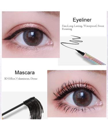 4D Silk Fiber Eyelash & Eyeliner Set - Long-Lasting Waterproof Mascara & Liquid Eyeliner for Natural Voluminous Lash Extensions - Buy Online on GoSupps.com