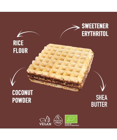  SUPER FUDGiO SUPER FUDGiO Organic waffles with cocoa and hazelnut cream without sugar or palm oil | Vegan snack without added sugar 4 x 30g (120g (1 piece) - Buy Online on GoSupps.com