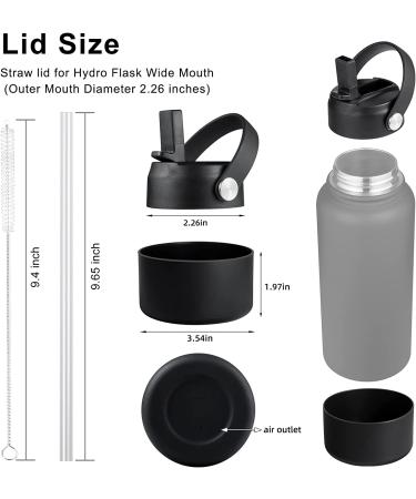 KMN Flex Straw Lid for Hydro Flask Wide Mouth - Black, Silicone Boot - Replacement Lid for Hydroflask 12-64 oz - Water Bottle Accessories - Buy Online on GoSupps.com