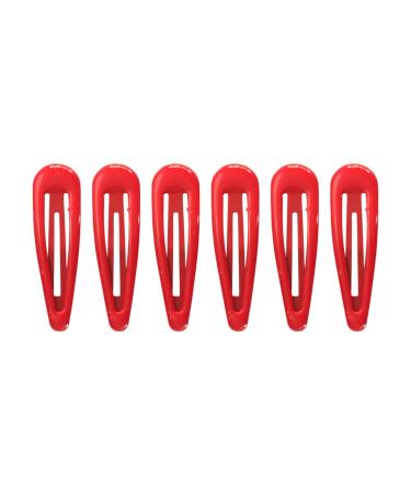 HD Novelty Hair Accessories Snap Hair Clips Bendies Sleepies 6Pcs 5CM Snap Hair Clips School Colours Hairclips Hair Accessories for Girls & Women (Red)