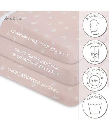 Elys & Co. Changing Pad Covers 2-Pack - 100% Jersey Cotton for Baby Girl - Rosewater Pink Design - Buy Online on GoSupps.com