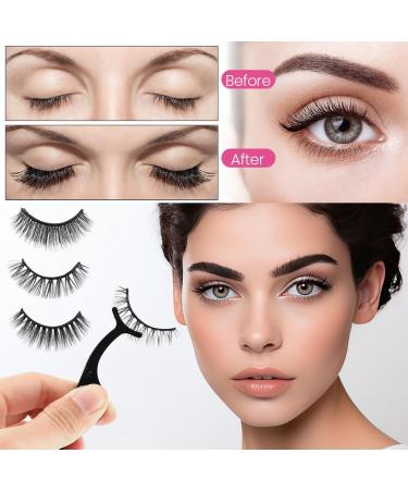Self Adhesive False Eyelashes - 3 Pairs Reusable No Glue or Eyeliner Needed Includes Non-Slip Curler | International Shipping Available - Buy Online on GoSupps.com