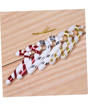 STOBAZA 4pcs Christmas Candy Cane Plastic Candy Cane Christmas Fireplace Ornaments Christmas Tree Crutches Silver 7x2.5cm - Buy Online on GoSupps.com