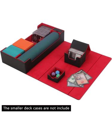 Scimi Premium Trading Card Storage Box - Holds 800+ Sleeved Cards - for MTG, YuGiOh, Uno, Pokemon, Sport Cards - with Mat Case and Strong Magnet Closure - Black & Red - Buy Online on GoSupps.com