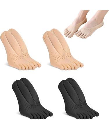 Projoint Antibunions Health Sock Bunion Corrector for Women and Men Anti Bunions Socks Strongjoints Bunion Relief Socks Split Toe Orthopedic Compression Bunions Socks (4pcs Black+Beige)