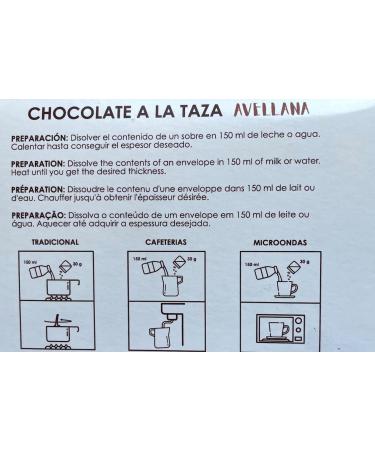 Spanish Hot Chocolate hazelnut flavour 10 sachets | Gluten Free Soya Free and Dairy-free Chocolate Drink | Vegan Hot Chocolate | Chocolate a la taza | 300 gr - Buy Online on GoSupps.com