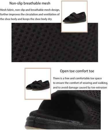 KXSM Diabetic Orthopedic Sandals - Adjustable Extra Wide Walking Shoes for Arthritis & Swollen Feet - Open Toe Design for Plantar Fasciitis Recovery - Size 37 Black - Buy Online on GoSupps.com