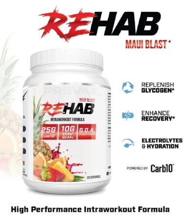 Rehab High Performance Intraworkout Formula - 10g BCAA & EAA | Keto Friendly | Enhance Recovery & Hydration | 25 Servings (Blueberry Lemonade - Buy Online on GoSupps.com