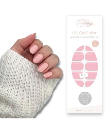 Fairy Nail UV nail foils self-adhesive gel foils half cured 20 pieces nail wraps nail polish strips to stick on (pink) - Buy Online on GoSupps.com
