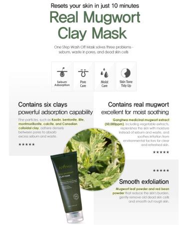 Isntree Real Mugwort Clay Mask - Soothing Hydrating & Detoxifying Face Mask for All Skin Types - Buy Now | Fast International Shipping - Buy Online on GoSupps.com
