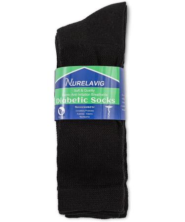 Diabetic Bamboo Socks 4 Pairs for Men & Women - Loose Fit Non-Binding Top - Improves Circulation - Medium Black - Buy Online on GoSupps.com