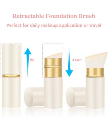 Falliny Retractable Foundation Makeup Brushes Travel Angled Kabuki Powder Brush Liquid Foundation Sunscreen Brush with Cover for Blending Liquid Blush Bronzer Cream or Flawless Powder Cosmetics Cream-Colored Small - Buy Online on GoSupps.com