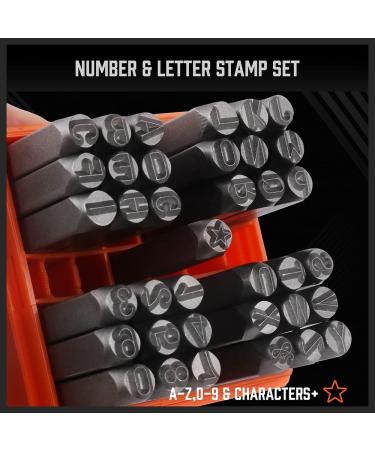 HORUSDY 37-Piece 1/4 Number and Letter Stamp Set - Metal Stamping Kit for Imprinting on Metal, Plastic, Wood, Leather - A-Z, 0-9, Stars Included - Buy Online on GoSupps.com